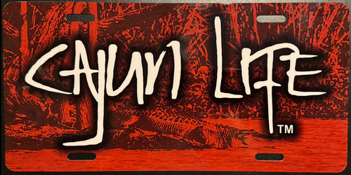 CAJUN LIFE License Plate (Shiny Red Metal)