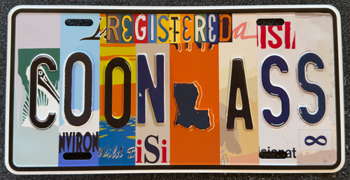 REGISTERED COONASS LICENSE PLATE